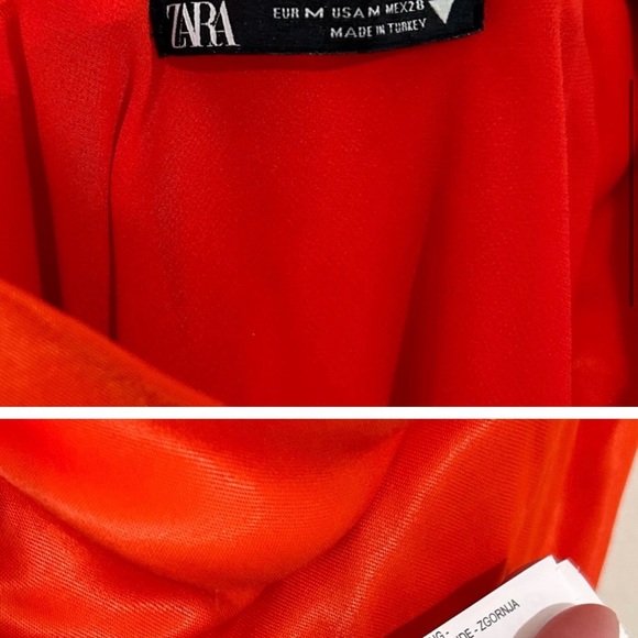 Zara Orange Satin Mini Slip Dress SIZE MEDIUM. Approximate length 33” - Picture 2 of 4